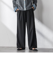 【叶えるSET UP】起毛イージーワイドパンツ≪手洗い可能≫