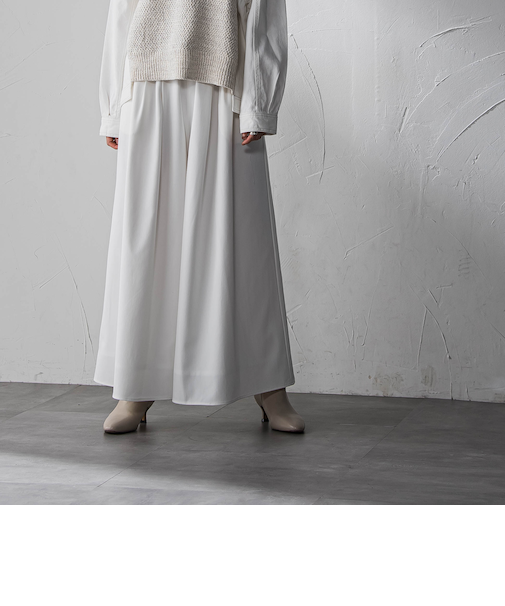 シャンブレーイージーキュロットパンツ≪手洗い可能≫