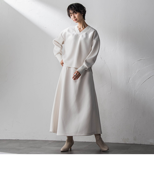 軽量ボンディングスカートセットアップ≪洗濯機で洗える≫