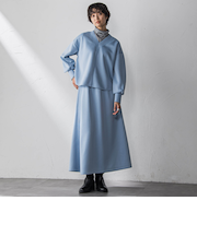 軽量ボンディングスカートセットアップ≪洗濯機で洗える≫