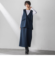 軽量ボンディング3ピーススカートセットアップ≪洗濯機で洗える≫