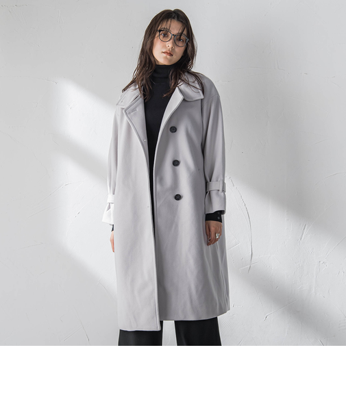 フェイクウールスタンドカラーコート