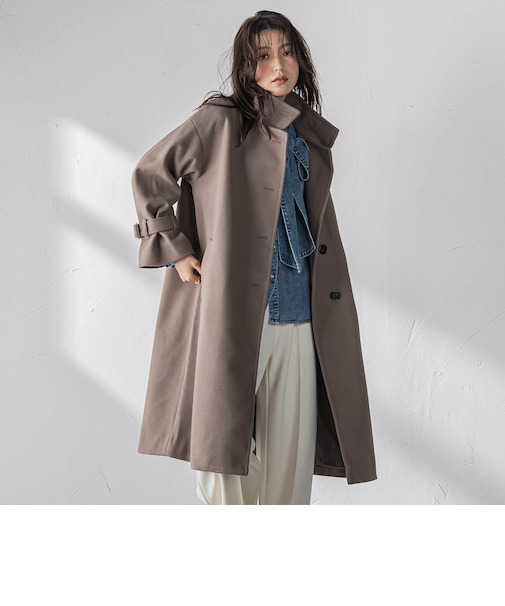 フェイクウールスタンドカラーコート