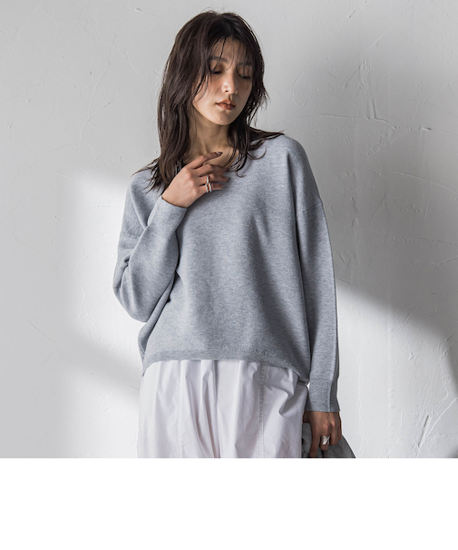 Vネックラメガーターニットプルオーバー≪手洗い可能≫