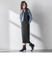 【えらべるSET UP】叶えるVネックジャンパードレス≪手洗い可能≫