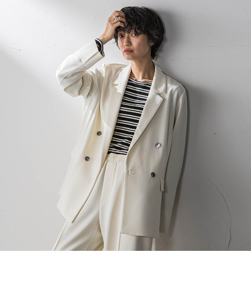 【えらべるSET UP】叶えるダブルブレストジャケット≪手洗い可能≫