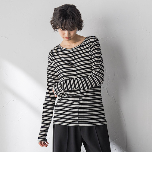 ”肌が喜ぶ”前後2WAYクルーネックロンT≪手洗い可能≫