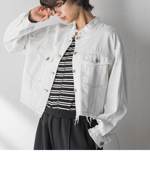 デニムショートジャケット≪洗濯機で洗える≫