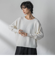 袖口ボタンドルマンニットプルオーバー≪手洗い可能≫