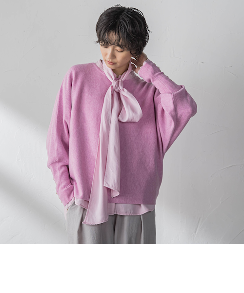 袖口ボタンドルマンニットプルオーバー≪手洗い可能≫｜メイソングレイ