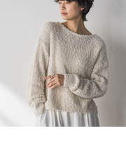 ファンシーヤーンボートネックニットプルオーバー≪手洗い可能≫