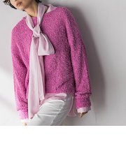 ファンシーヤーンボートネックニットプルオーバー≪手洗い可能≫