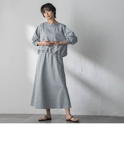 ボートネックドロストヘムスカートセットアップ