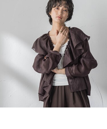 ラスターラミーカルゼラッフルカラーブラウス