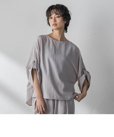 【一瞬で楽とキレイを叶える】タンブラーブッチャーロールアップブラウス≪セットアップ対応≫