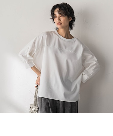 ポンチローマBACK釦ドッキングプルオーバー