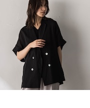 強撚気流ダブルブレスト半袖ジャケット