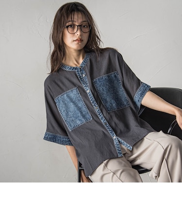デニムドッキングシアーシャツ
