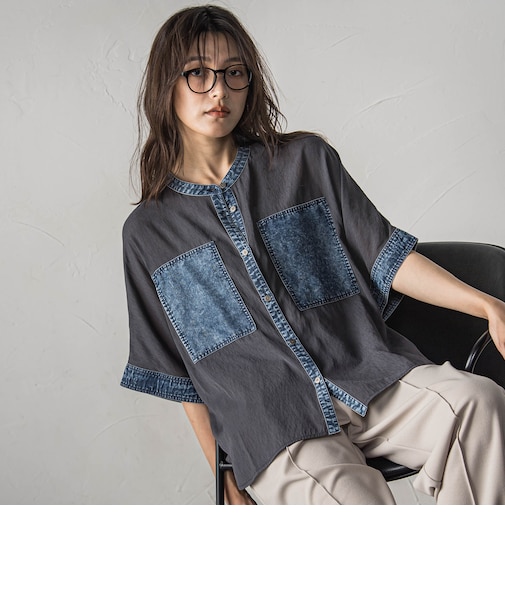 デニムドッキングシアーシャツ