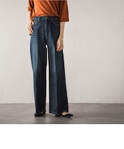 センタープレスデニムワイドパンツ