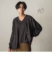 【40周年限定】メッセージ刺繍Vネックニットカーディガン
