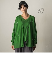 【40周年限定】メッセージ刺繍Vネックニットカーディガン