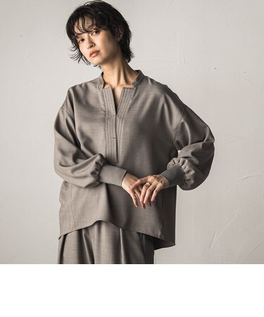 【一瞬で楽とキレイを叶える】ナチュラルストレッチスキッパーブラウス≪セットアップ対応≫