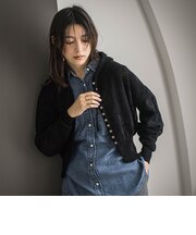 ベロアモールフーディカーディガン