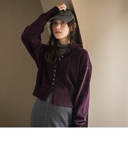 ベロアモールフーディカーディガン