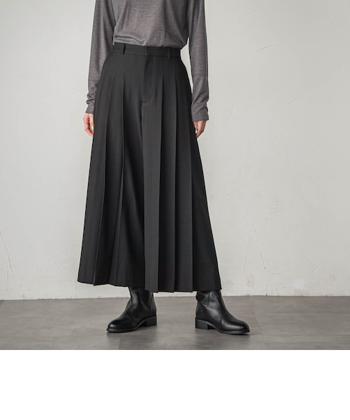 【一瞬で楽とキレイを叶える】ナチュラルストレッチプリーツキュロットパンツ≪セットアップ対応≫