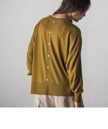 カシミヤブレンドバック釦ドルマンプルオーバー