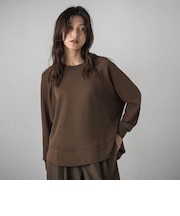 ビスコースポンチラウンドヘムドッキングプルオーバー
