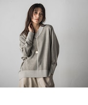 リバーシブルVネックドルマンニットプルオーバー