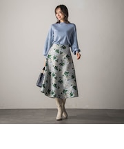 マルチフラワージャガードAラインスカート