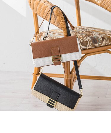 レザーストローコンビバッグ