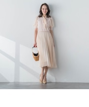 ドッキングプリーツワンピース≪手洗い可能≫