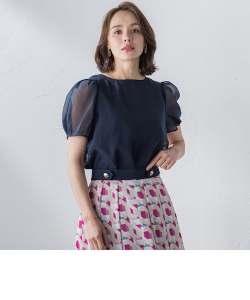 オーガンレイヤード半袖プルオーバー≪洗濯機で洗える≫