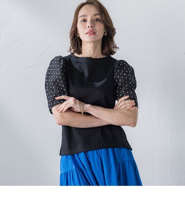 【WEB限定】フラワーオパールカットソー≪手洗い可能≫