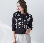 【新色追加】ハーブ刺繍カーディガン≪手洗い可能≫