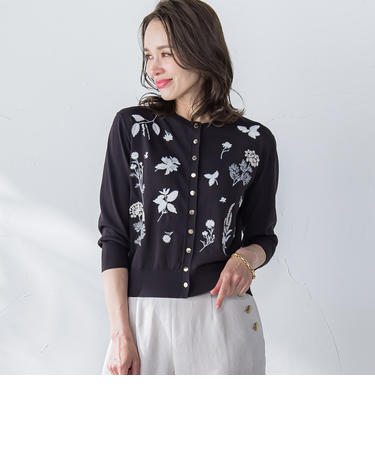 【新色追加】ハーブ刺繍カーディガン≪手洗い可能≫
