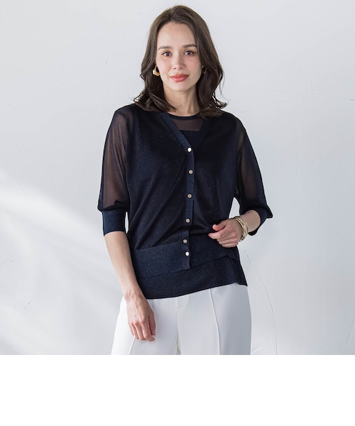 リボンドットツイードカーディガン｜ビアッジョブルーの通販｜&mall