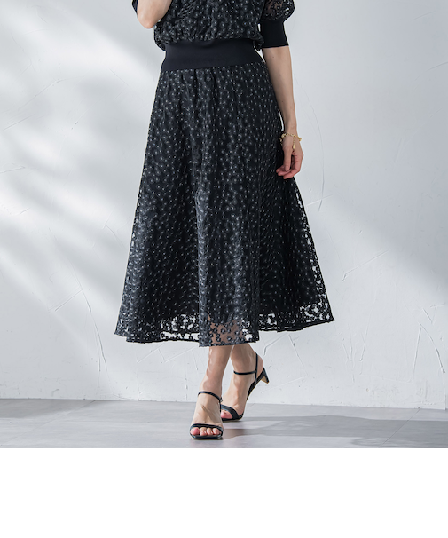 ミニフラワーチュールレーススカート≪洗濯機で洗える≫