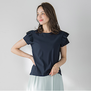 【WEB限定】袖フリルカットソー≪洗濯機で洗える≫