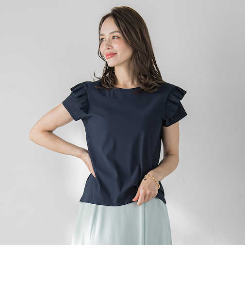 【WEB限定】袖フリルカットソー≪洗濯機で洗える≫