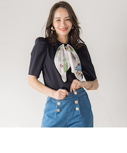 LADY&HORSEスカーフ付きカットソー≪洗濯機で洗える≫