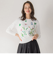 バタフライ刺繍ニット≪手洗い可能≫