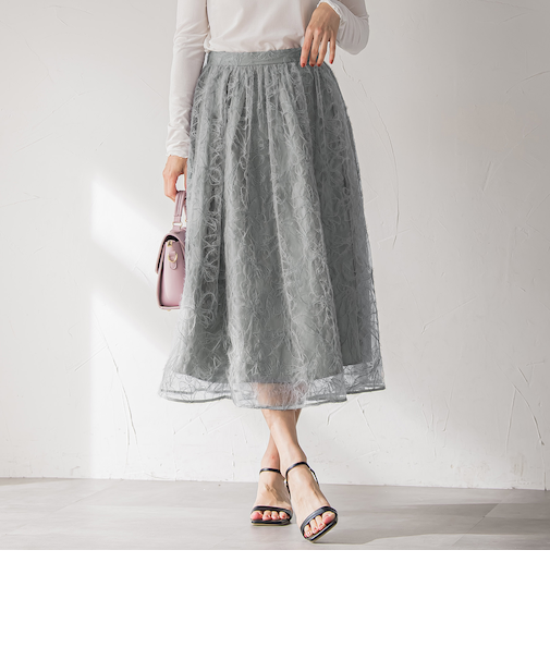 フェザーフラワースカート≪洗濯機で洗える≫