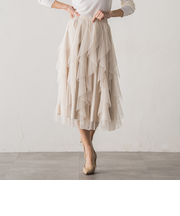 【新色追加】ラッフルチュールスカート