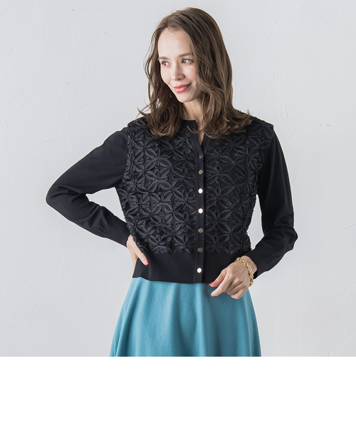 極美品✨今季新作 定価2.8万　ビアッジョブルー フラワー チュールカーディガン フラワーチュールカーディガン | Viaggio Blu（ビアッジョブルー