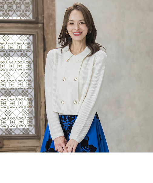 襟付きニットジャケット≪手洗い可能≫